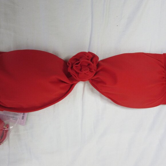 wild fable 2 Piece Bikini Red Bandeau with Rosette Size Large NWT - Picture 8 of 15